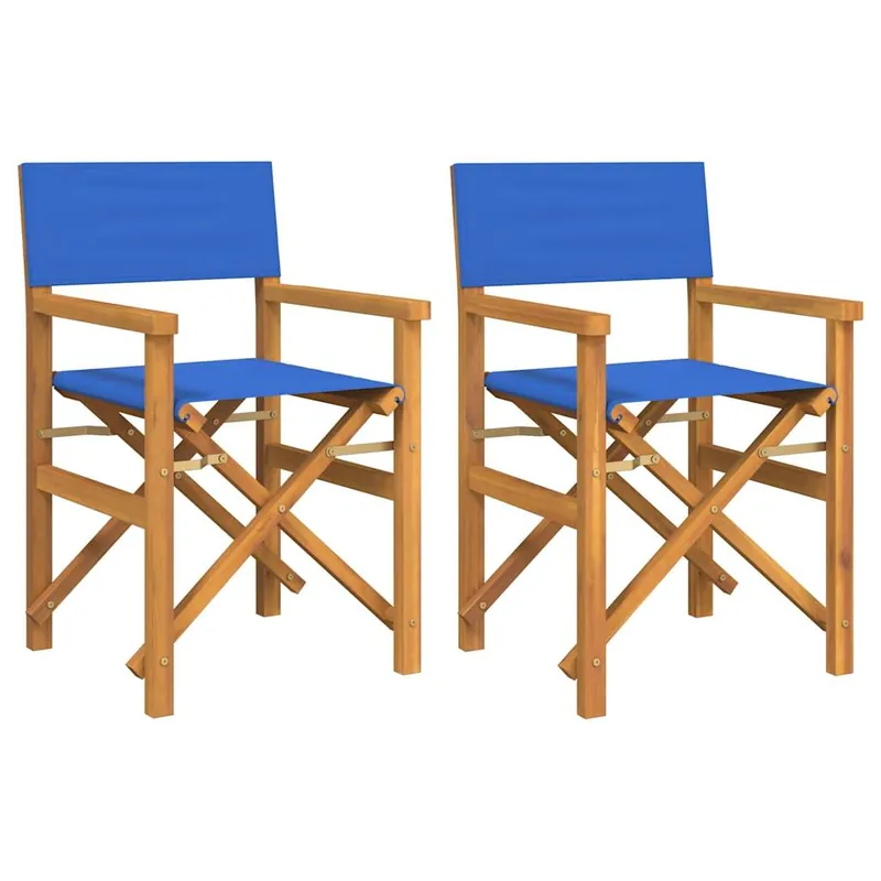 vidaXL Sillas de director plegables 2 unidades madera maciza teca azul - Jardín