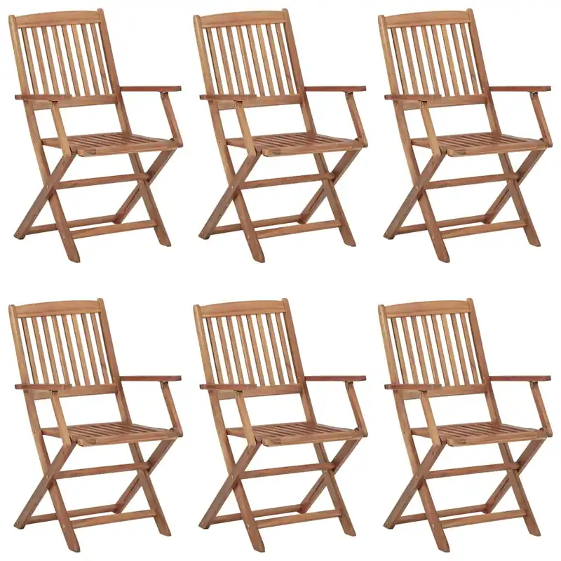 vidaXL Sillas de exterior plegables 6 uds madera maciza acacia - Jardín