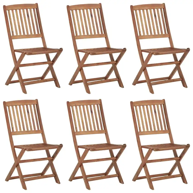 vidaXL Sillas de exterior plegables 6 uds madera maciza acacia - Jardín