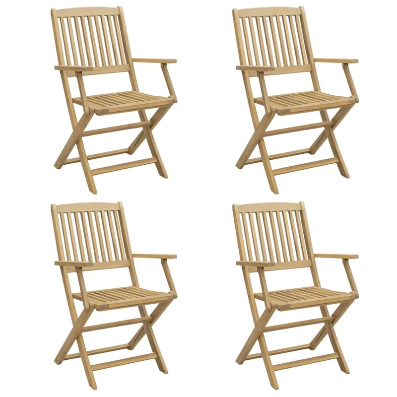vidaXL Sillas plegables de jardín 4 unidades madera maciza de acacia
