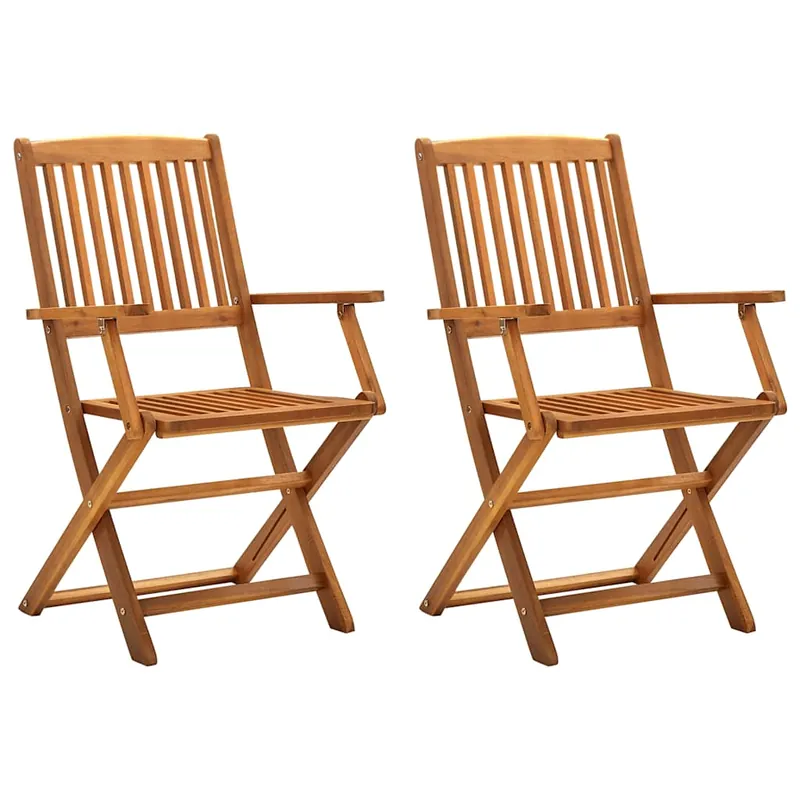vidaXL Sillas de jardín plegables 2 uds madera acacia 58x54,5x90 cm