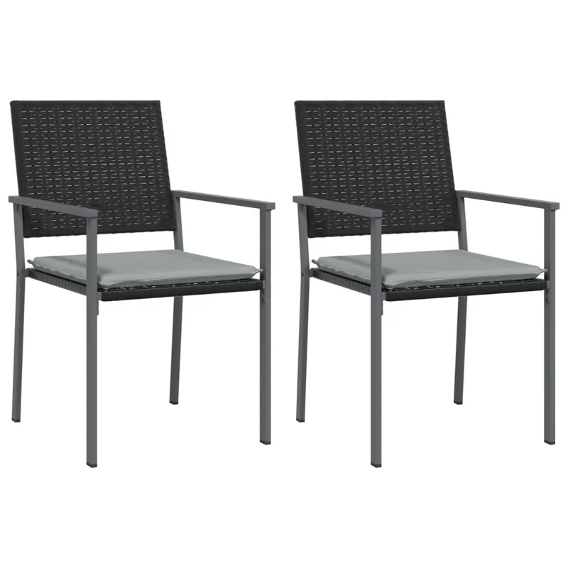 vidaXL Sillas jardín cojines 2 uds ratán sintético negro 54x62,5x89 cm