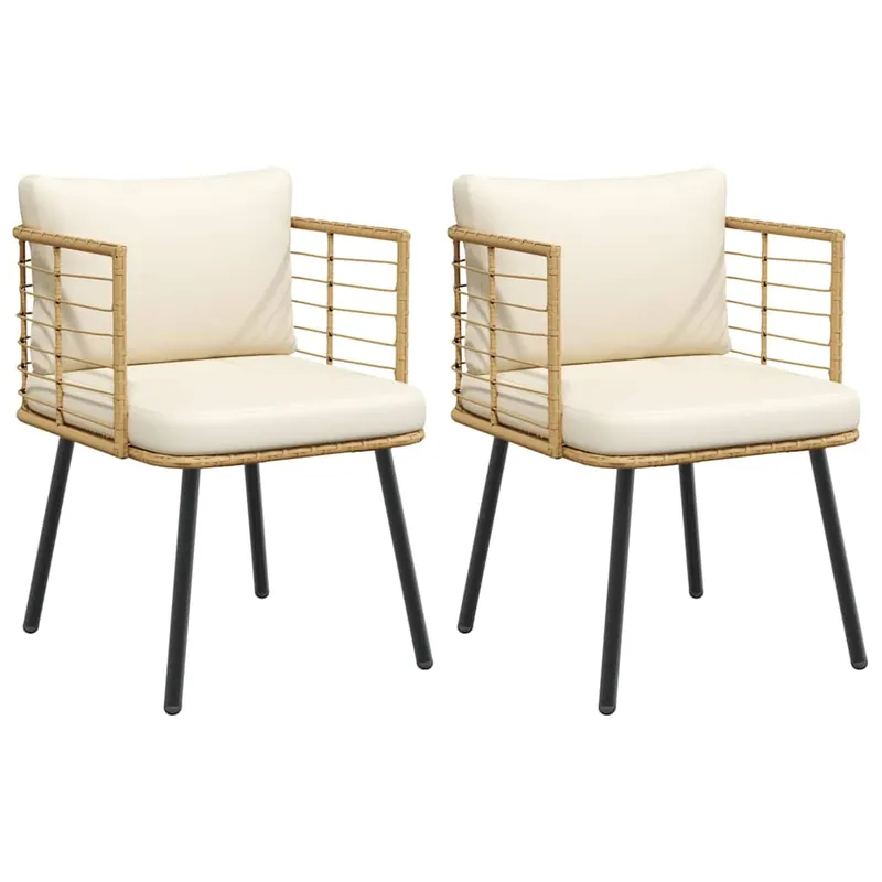 vidaXL Sillones de jardín con cojines 2 uds ratán sintético natural