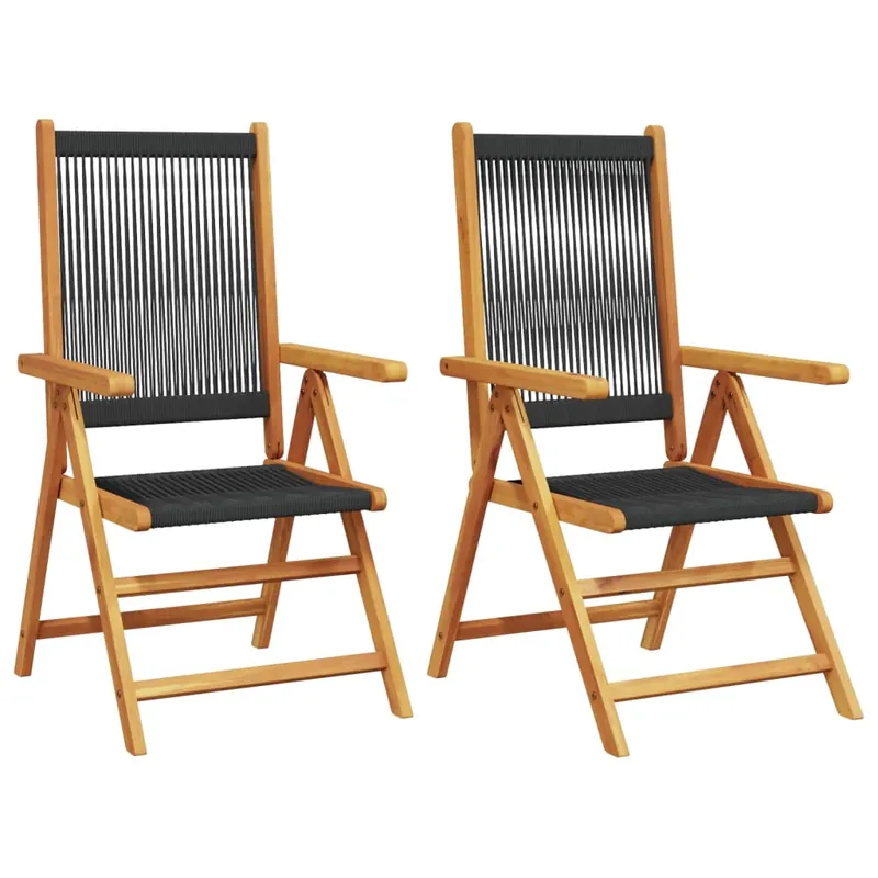 vidaXL Sillas de jardín 2 uds madera maciza acacia polipropileno negro