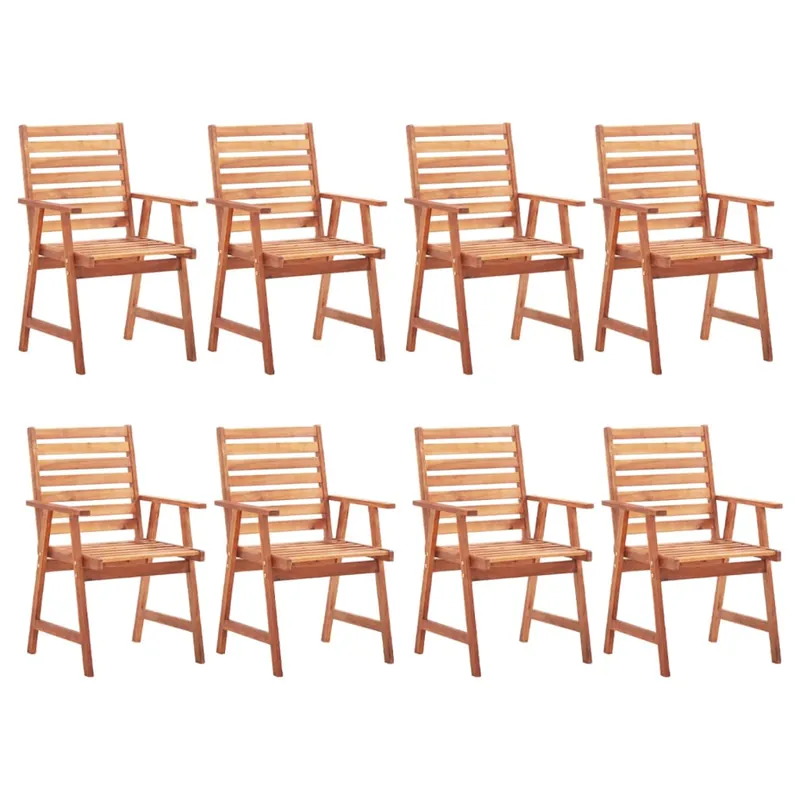 vidaXL Sillas de comedor de jardín 8 uds madera maciza de acacia
