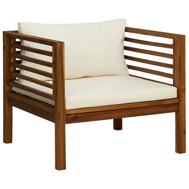vidaXL Silla de jardín con cojines gris oscuro madera maciza acacia - Sofás sillones puffs