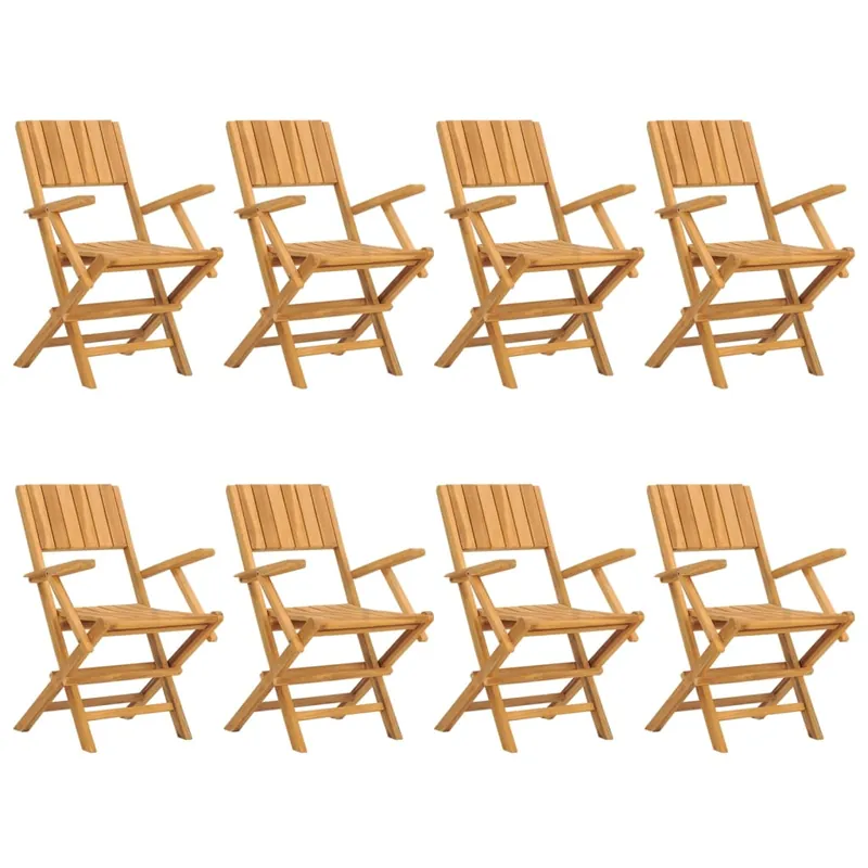 vidaXL Sillas de jardín plegables 8 uds madera maciza teca 55x61x90 cm