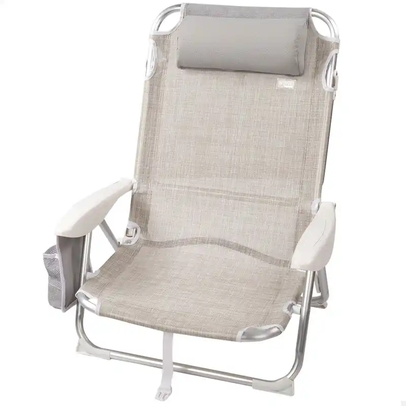Silla de playa 4 posiciones con cojín y posavasos Aktive - Jardín
