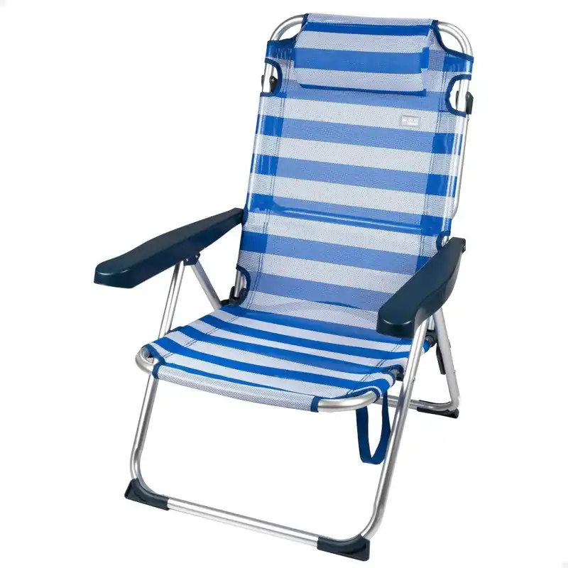 Silla de playa y tumbona 2 en 1 plegable rayas c/cojín Aktive - Jardín