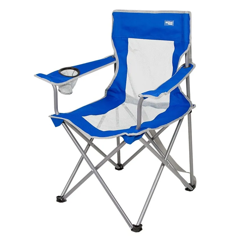 Silla plegable camping con posavasos y respaldo transpirable Aktive - Jardín