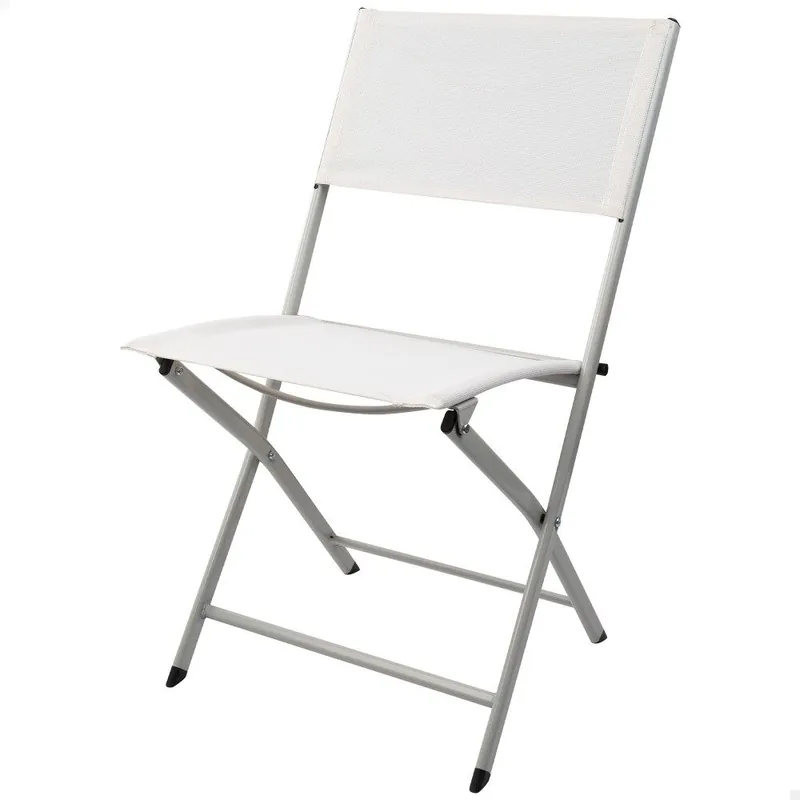 Silla plegable jardín tejido reforzado blanca Aktive