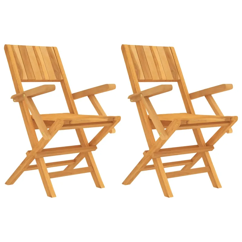 Sillas de jardin plegables 2 unidades madera maciza teca 55x61x90 cm - Jardín