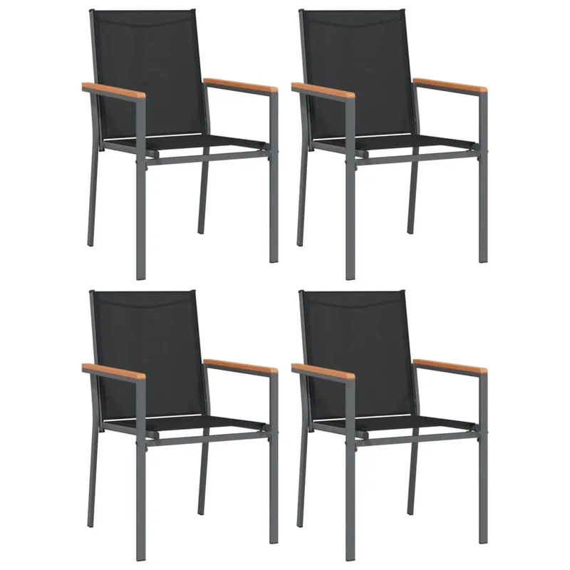 Sillas de jardin 4 unidades textilene y acero negro 55x61,5x90 cm - Jardín