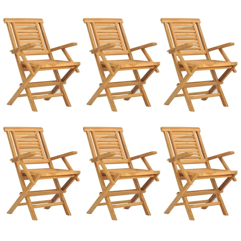 Sillas de jardin plegables 6 unidades madera maciza teca 56x63x90 cm - Jardín