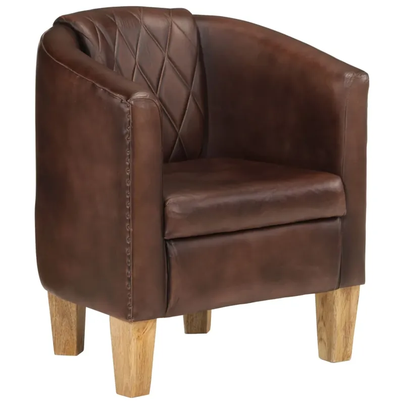 vidaXL Sillón butaca de cuero auténtico marrón - Sofás sillones puffs