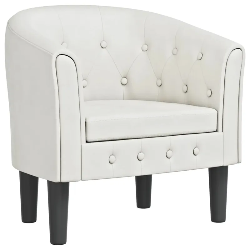vidaXL Sillón cuero sintético blanco - Sofás sillones puffs