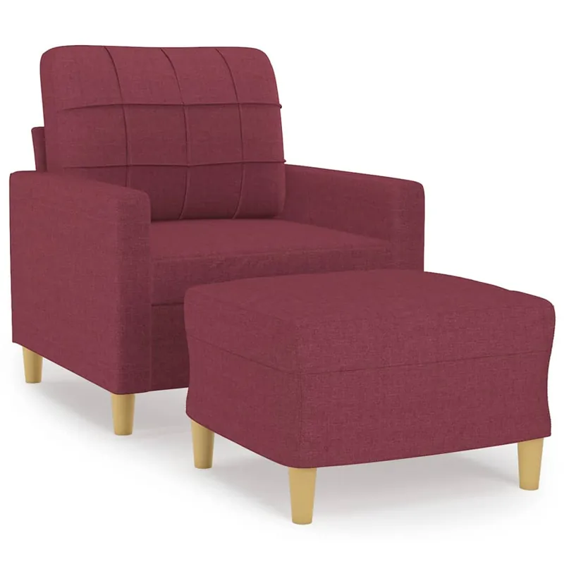 vidaXL Sillón con taburete tela rojo tinto 60 cm - Sofás sillones puffs