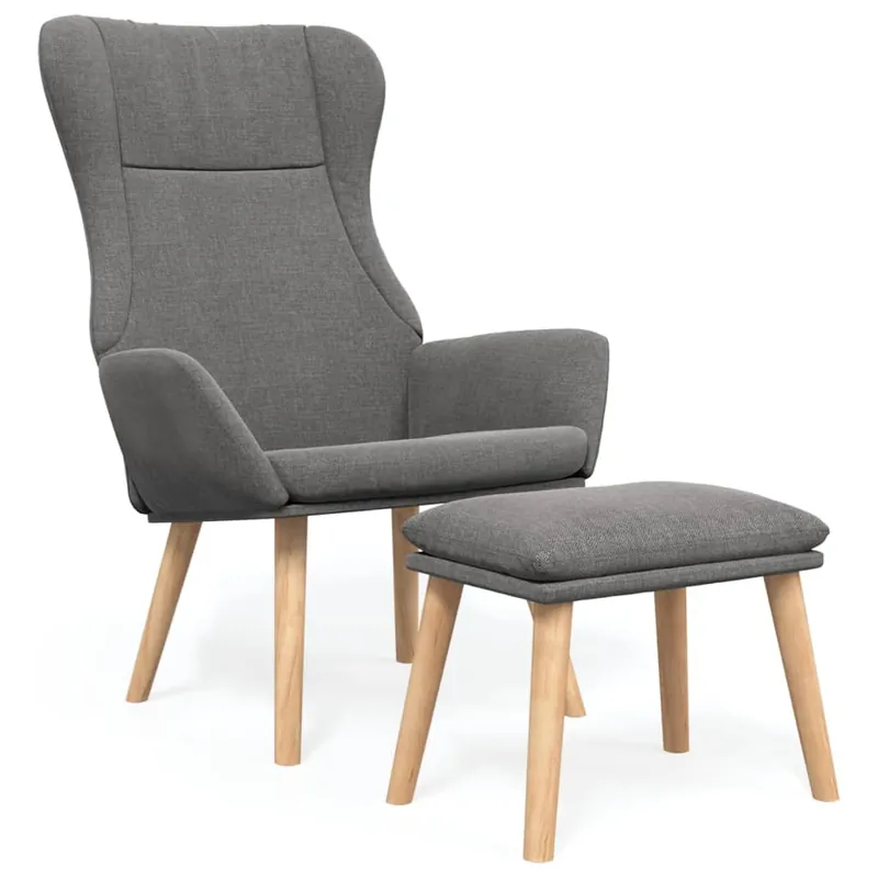 vidaXL Sillón de relax con taburete tela gris claro - Sofás sillones puffs