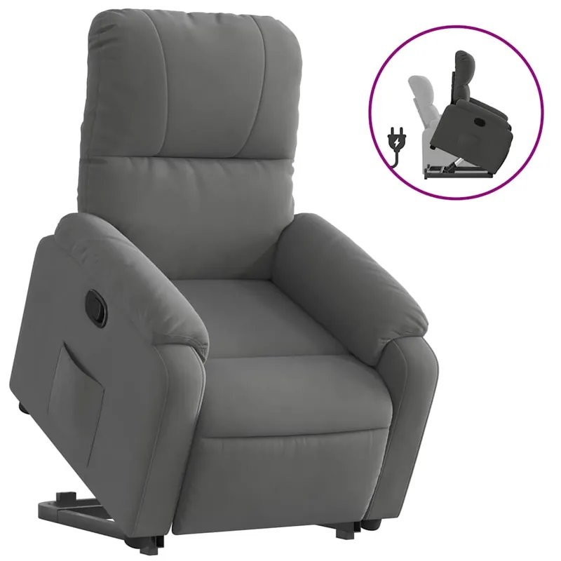 vidaXL Sillón reclinable elevable tela de microfibra gris claro - Sofás sillones puffs