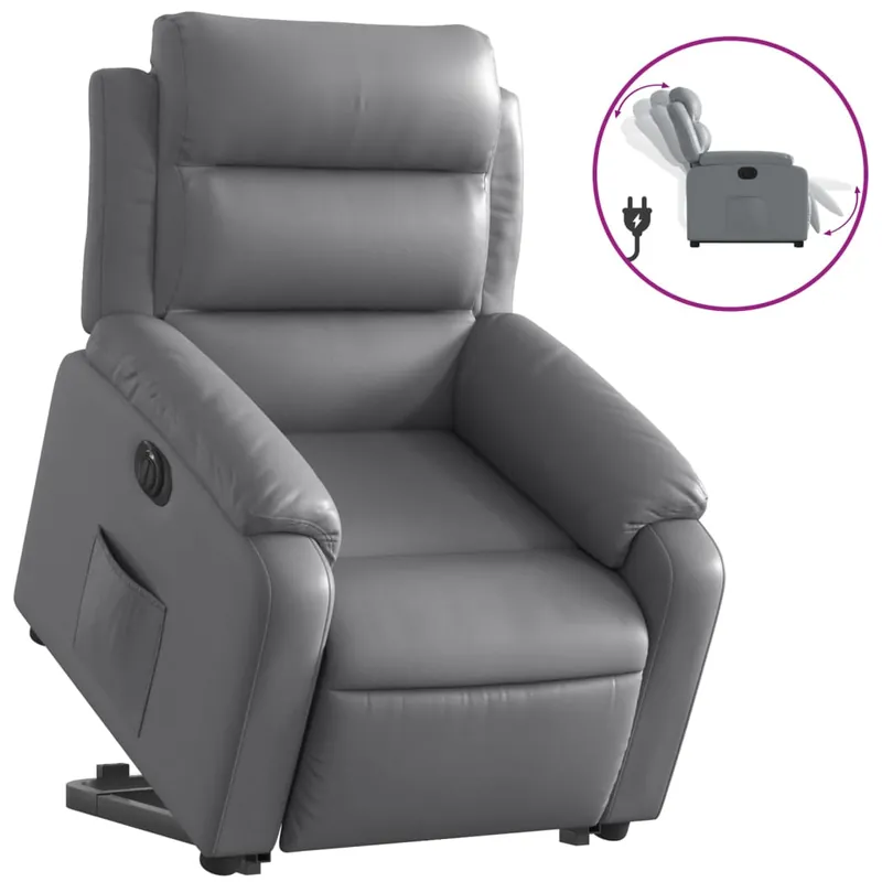 vidaXL Sillón reclinable y elevable eléctrico cuero sintético negro - Sofás sillones puffs