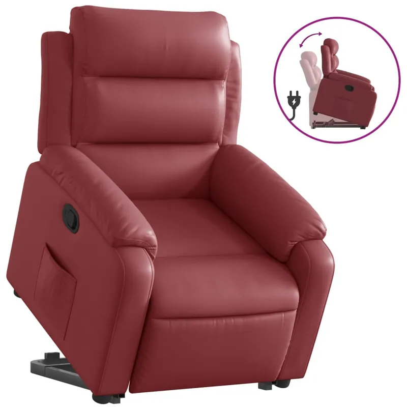 vidaXL Sillón reclinable elevable cuero artificial negro - Sofás sillones puffs