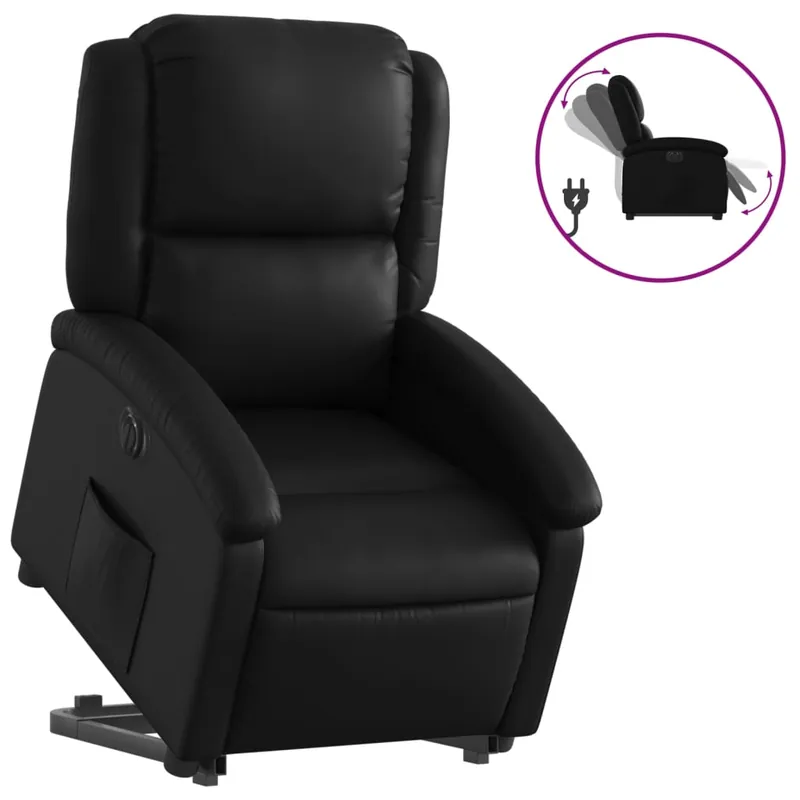 vidaXL Sillón reclinable elevable eléctrico de cuero sintético crema - Sofás sillones puffs