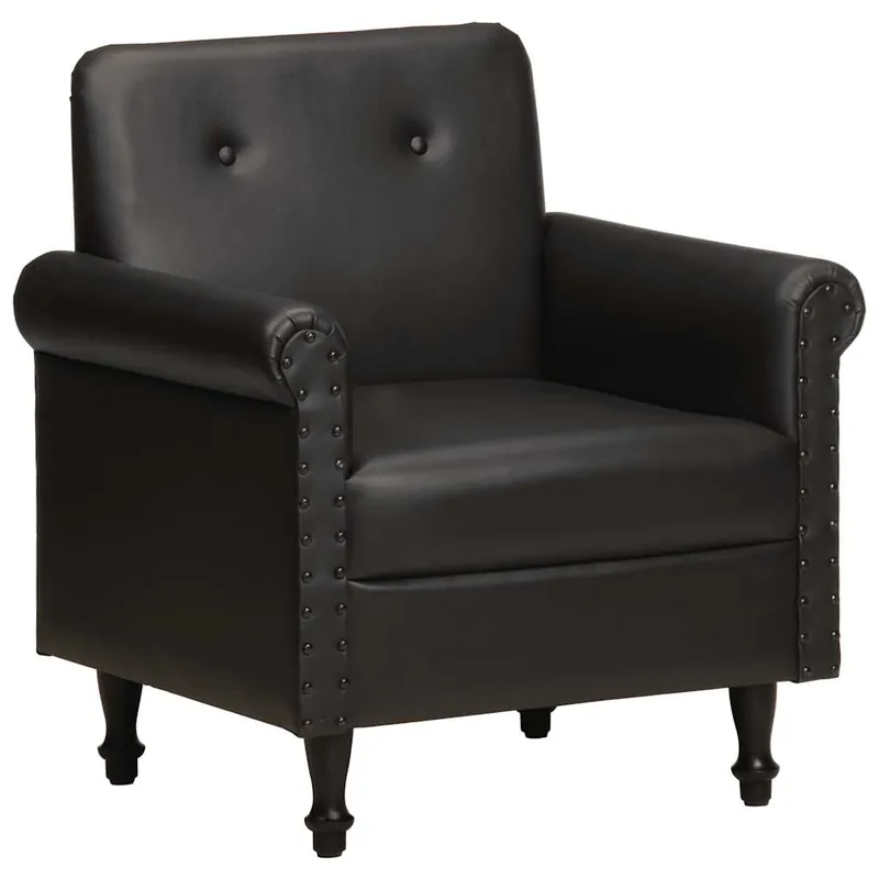 vidaXL Sillón butaca de cuero auténtico negro - Sofás sillones puffs