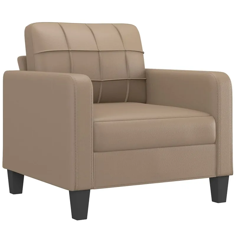 vidaXL Sillón cuero sintético crema 60 cm - Sofás sillones puffs