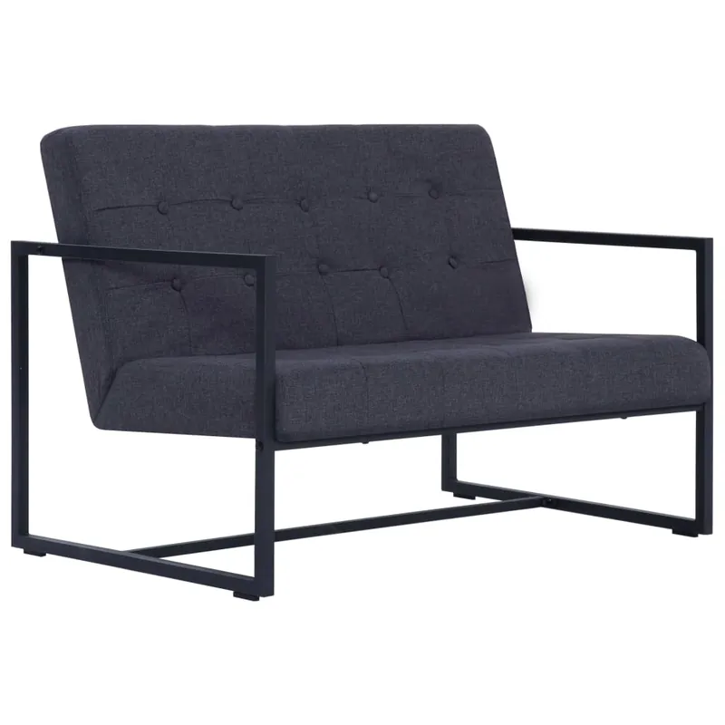 vidaXL Sofá de 2 plazas con reposabrazos acero y tela gris oscuro - Sofás sillones puffs