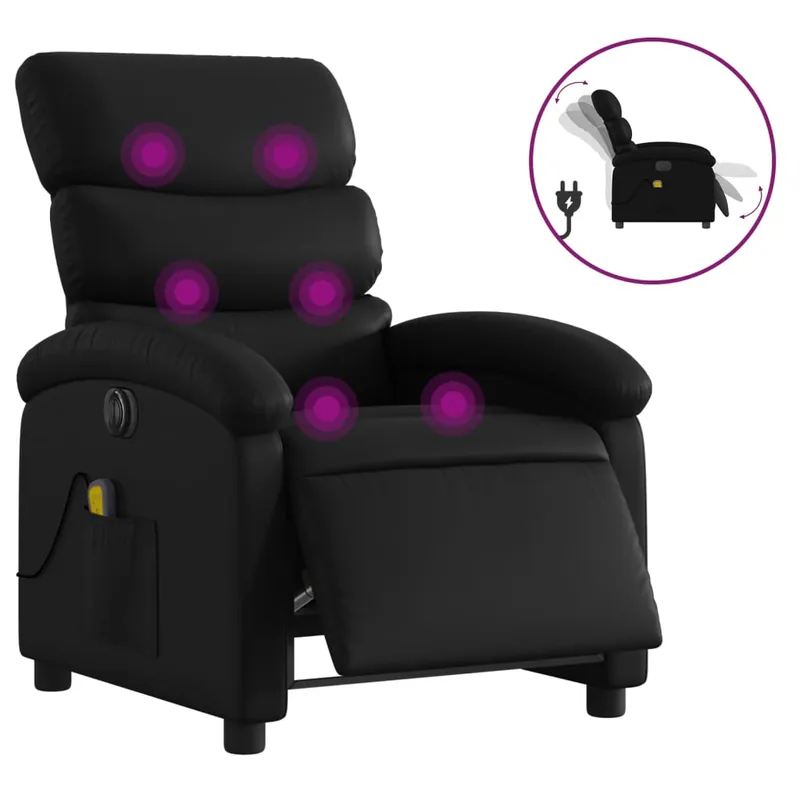 vidaXL Sillón de masaje reclinable eléctrico cuero sintético gris - Sofás sillones puffs