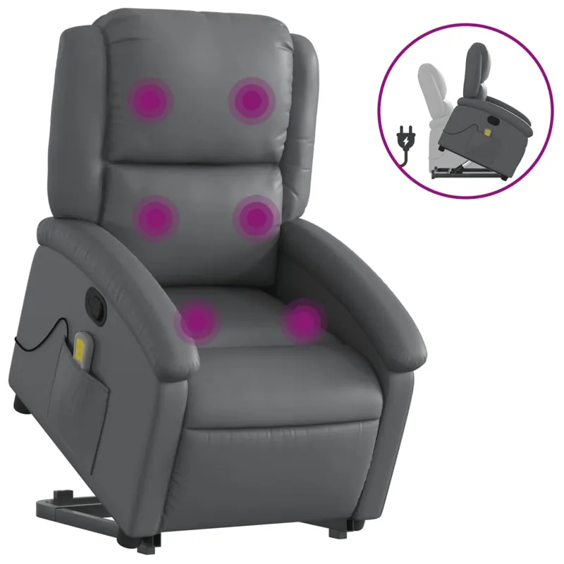 vidaXL Sillón reclinable de masaje de pie cuero artificial rojo tinto - Sofás sillones puffs