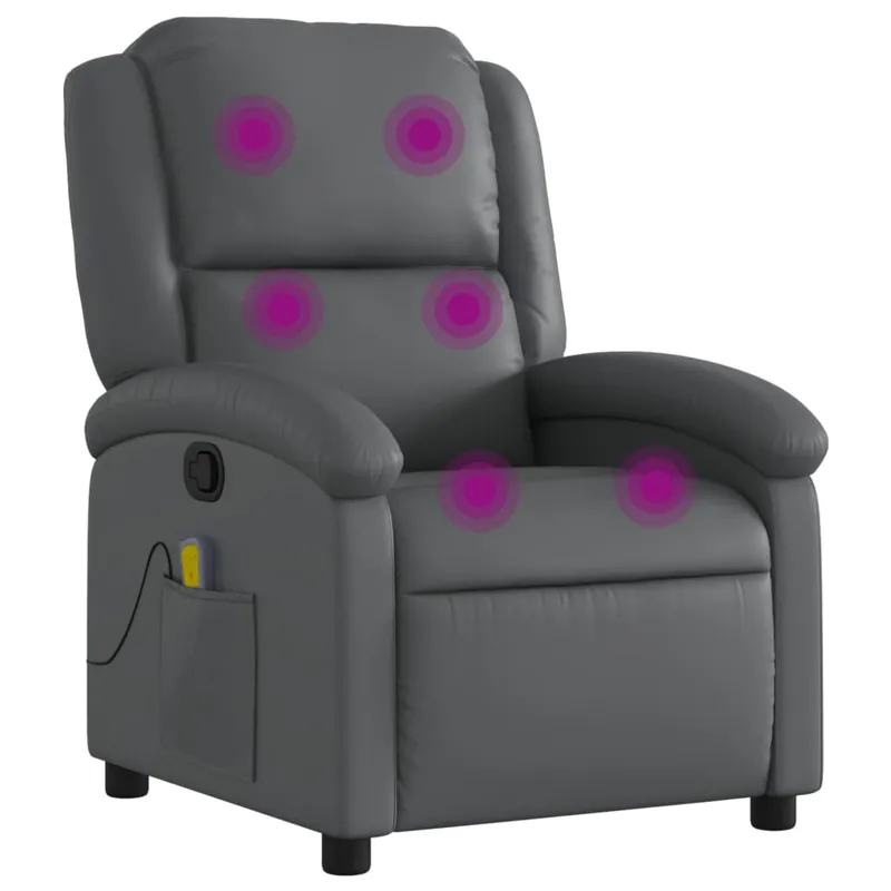 vidaXL Sillón de masaje reclinable cuero sintético rojo tinto - Sofás sillones puffs