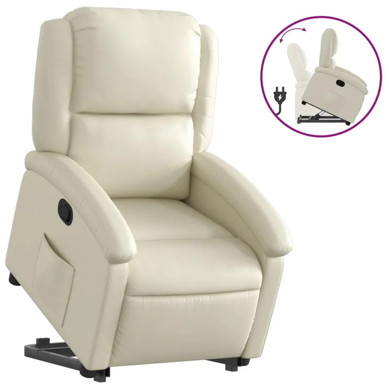 vidaXL Sillón reclinable elevable cuero artificial gris - Sofás sillones puffs
