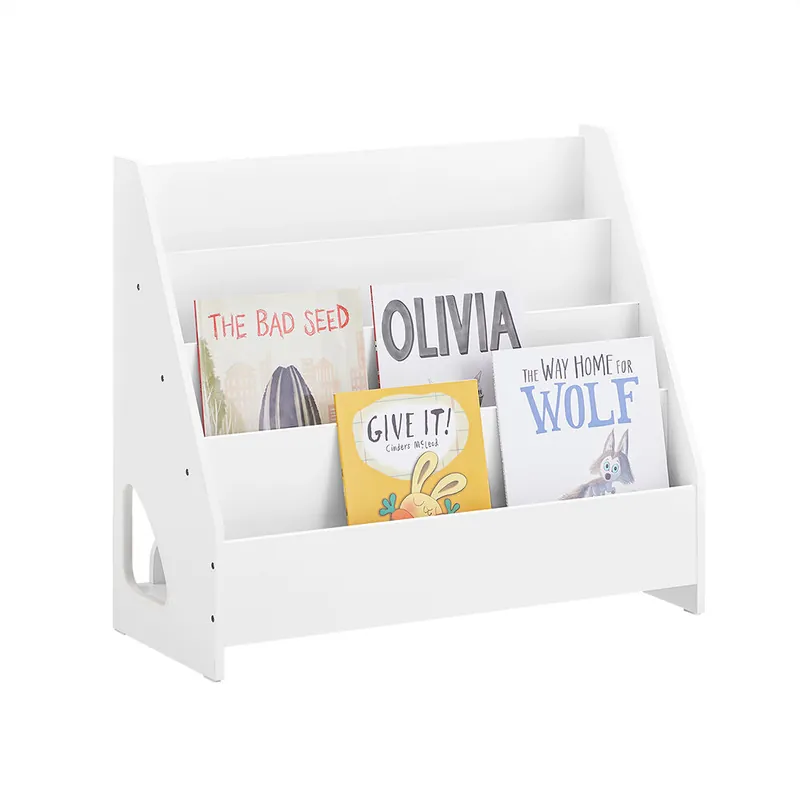SoBuy Librería Infantil para Niños Estantería para Juguetes para Niños de 4 Niveles y 1 Compartimento Abierto Blanco 70 x 30 x 60 cm KMB32-K-W