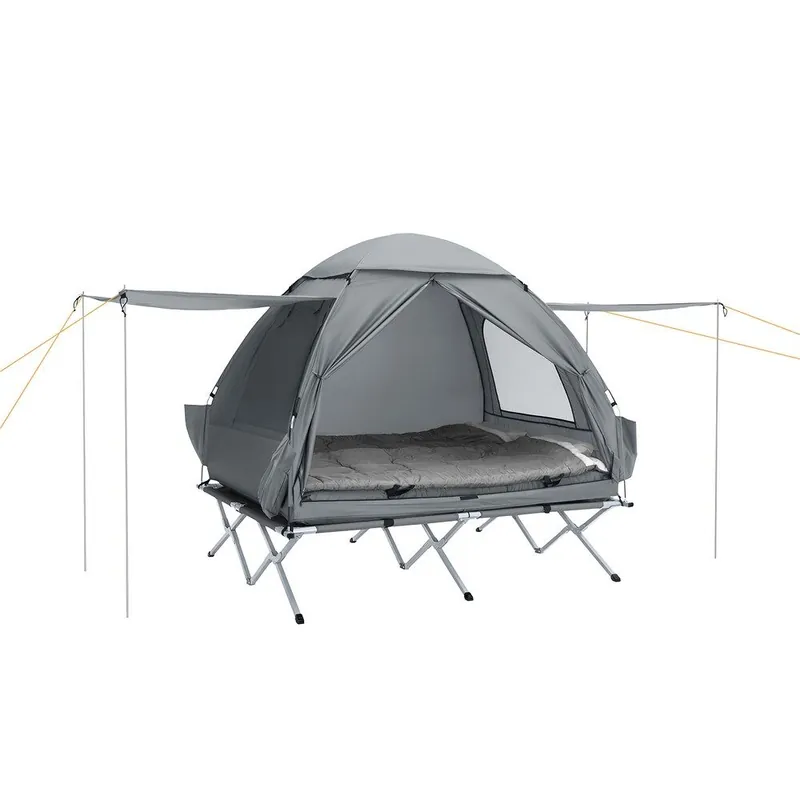 SoBuy Tienda de Campaña Exterior para 2 Personas Tienda de Acampada para Playa 4 en 1 Tiendas iglú con Bolsa de Transporte Gris 193 x 188 x 145cm OGS32-L-HG ES