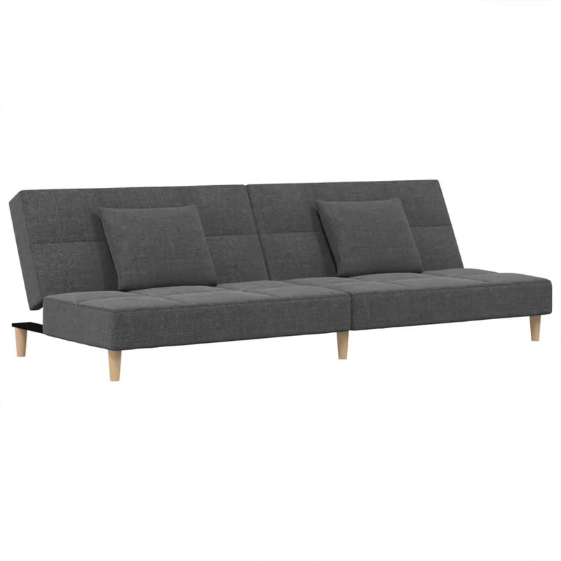 vidaXL Sofá cama de 2 plazas con dos almohadas tela gris oscuro - Sofás sillones puffs