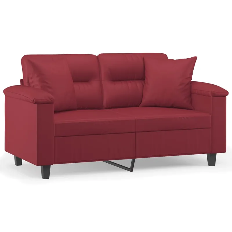 vidaXL Sofá de 2 plazas con cojines cuero sintético gris 120 cm - Sofás sillones puffs