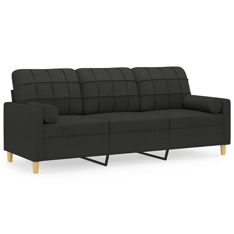 vidaXL Sofá de 3 plazas con cojines tela amarillo claro 180 cm - Sofás sillones puffs