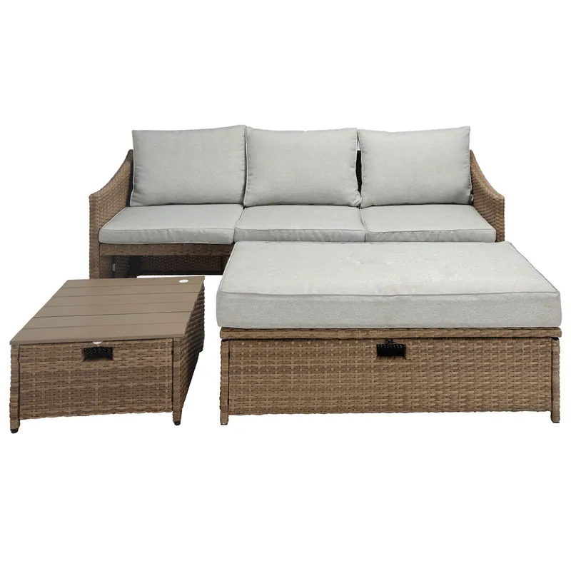 Sofá de jardin IRÚN con mesa baja y banco - Jardín