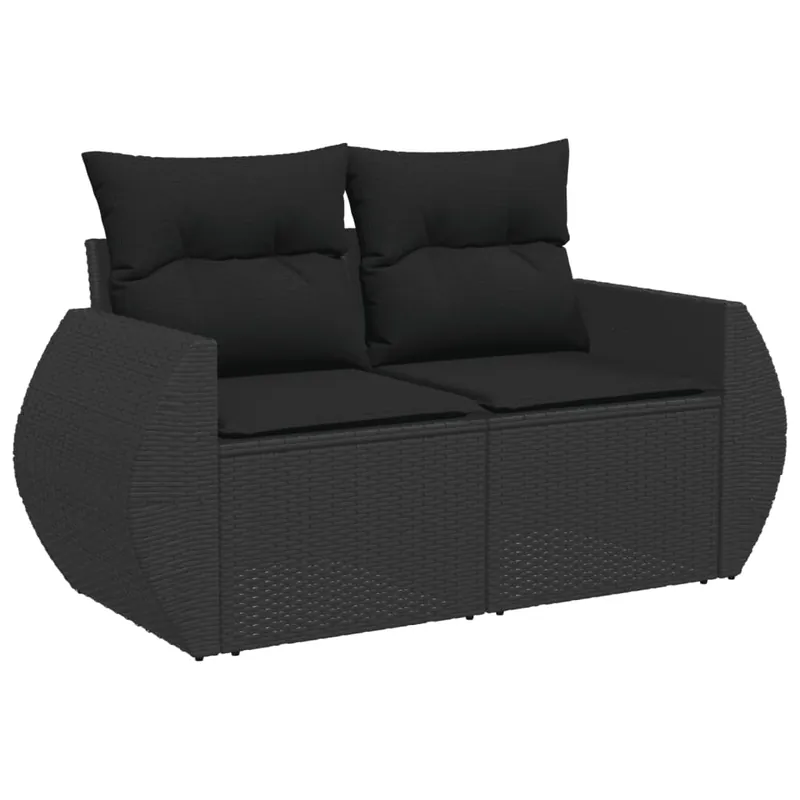 vidaXL Sofá de jardín 2 plazas con cojines ratán sintético negro - Sofás sillones puffs