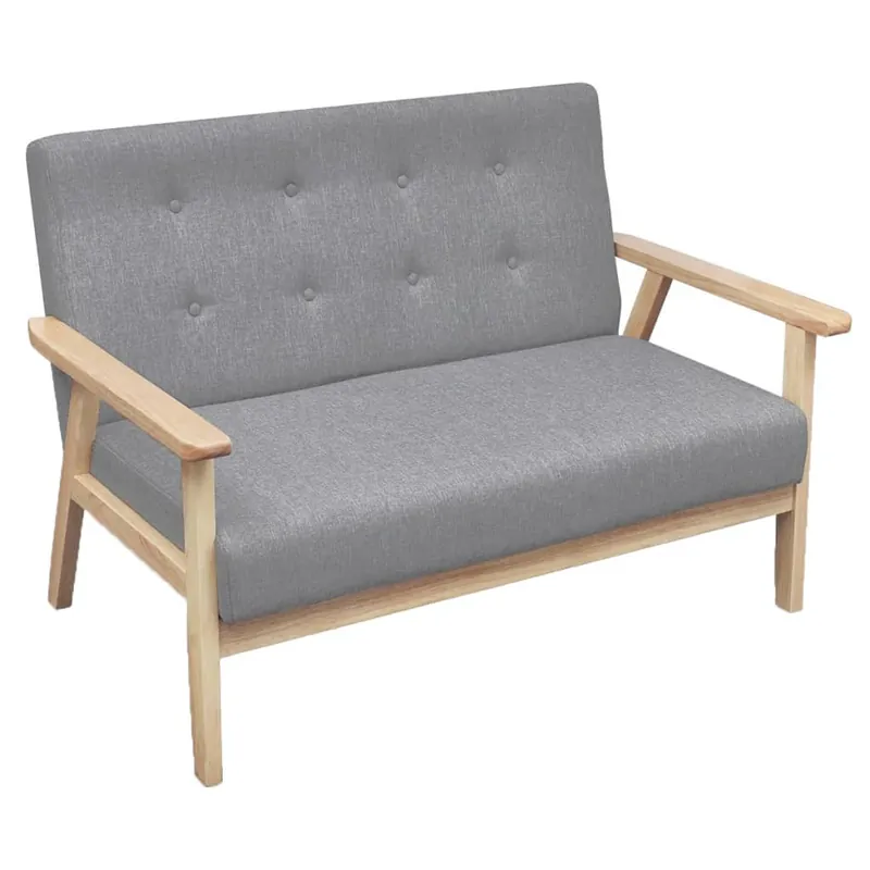 vidaXL Sofá de 2 plazas de tela gris claro - Sofás sillones puffs