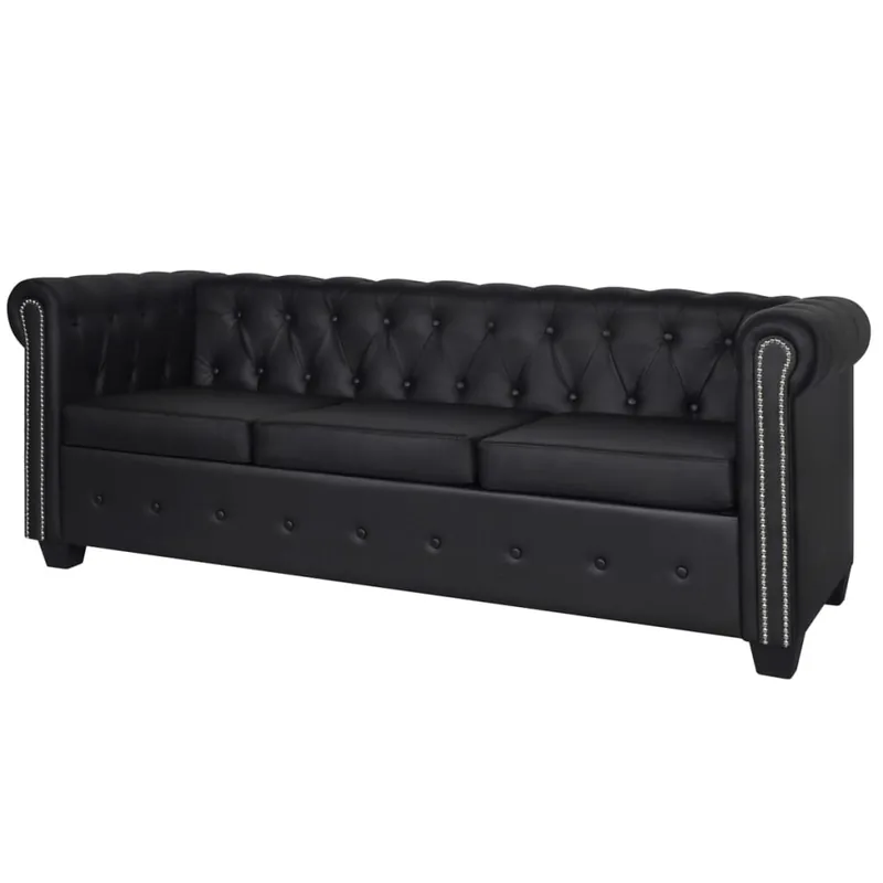 vidaXL Sofá Chesterfield de 3 plazas cuero sintético blanco - Sofás sillones puffs