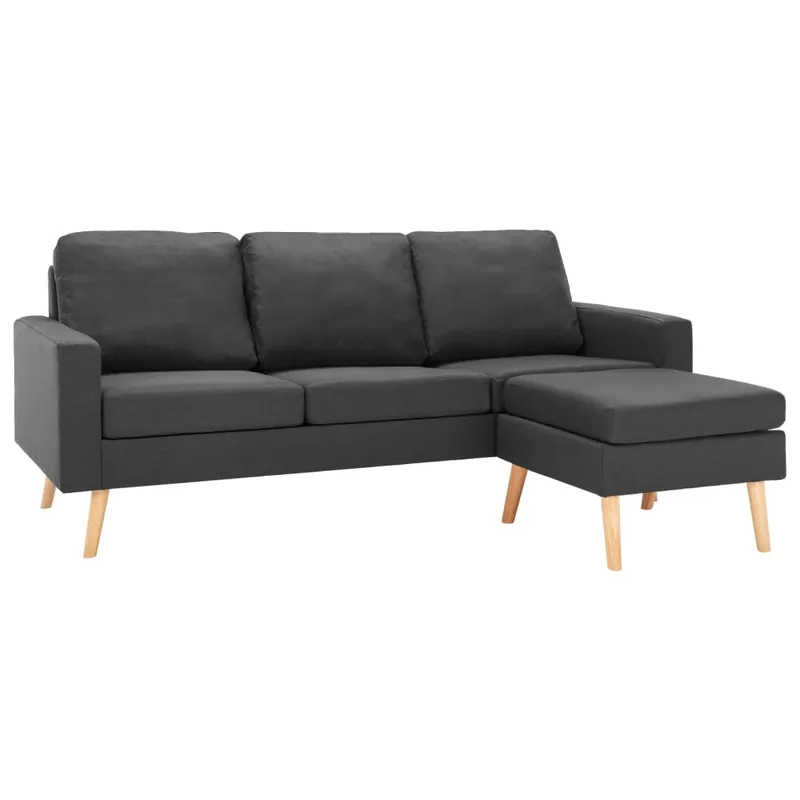 vidaXL Sofá de 3 plazas con reposapiés de tela gris oscuro - Sofás sillones puffs