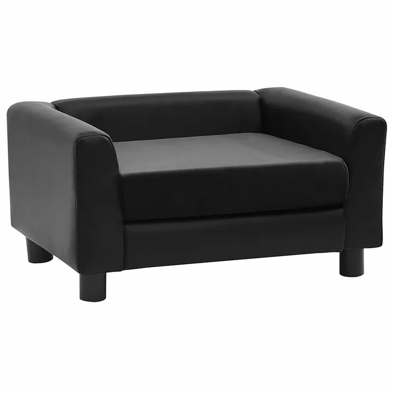 vidaXL Sofá para perros felpa y cuero sintético negro 60x43x30 cm - Jardín