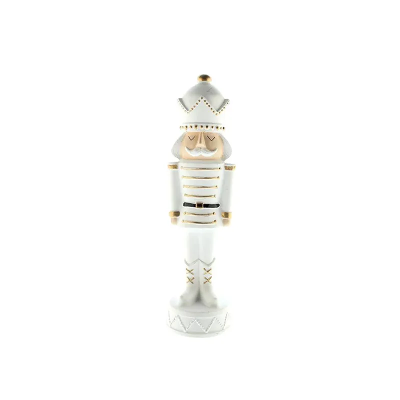 Soldado Decorativo de Navidad en Poliresina Blanco de estilo cascanueces H.25cm - Decoración