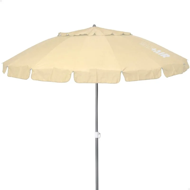 Sombrilla playa antiviento Ø240 cm crema c/mástil inclinable Aktive - Jardín