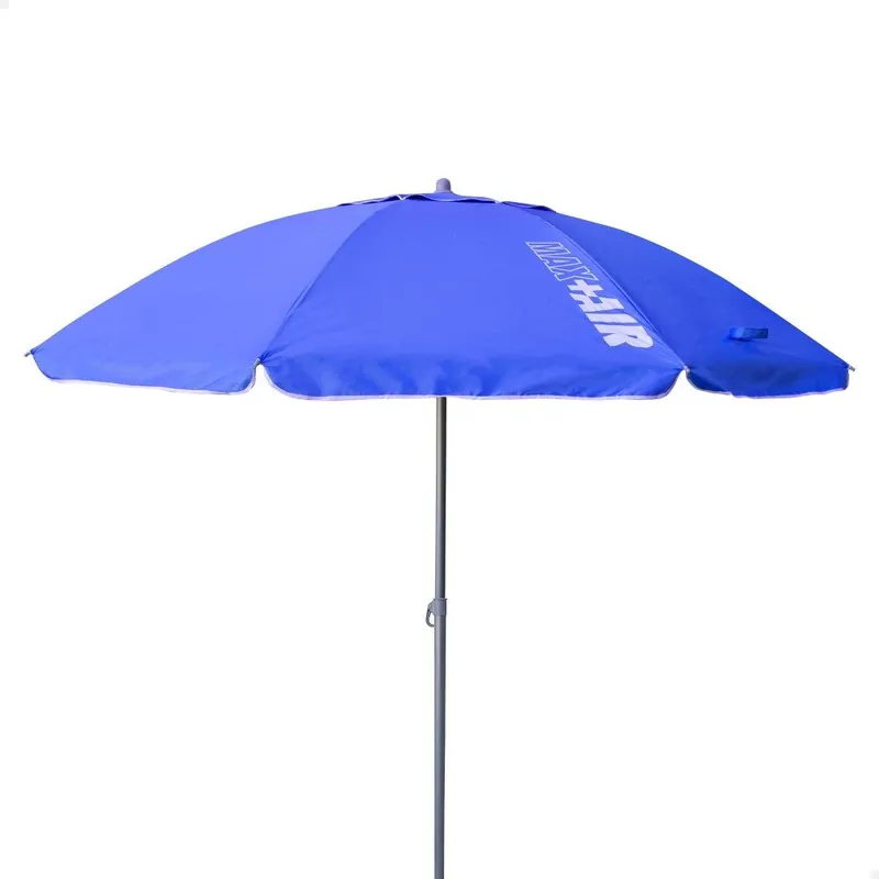 Sombrilla playa antiviento Ø200 cm azul c/mástil inclinable Aktive - Jardín