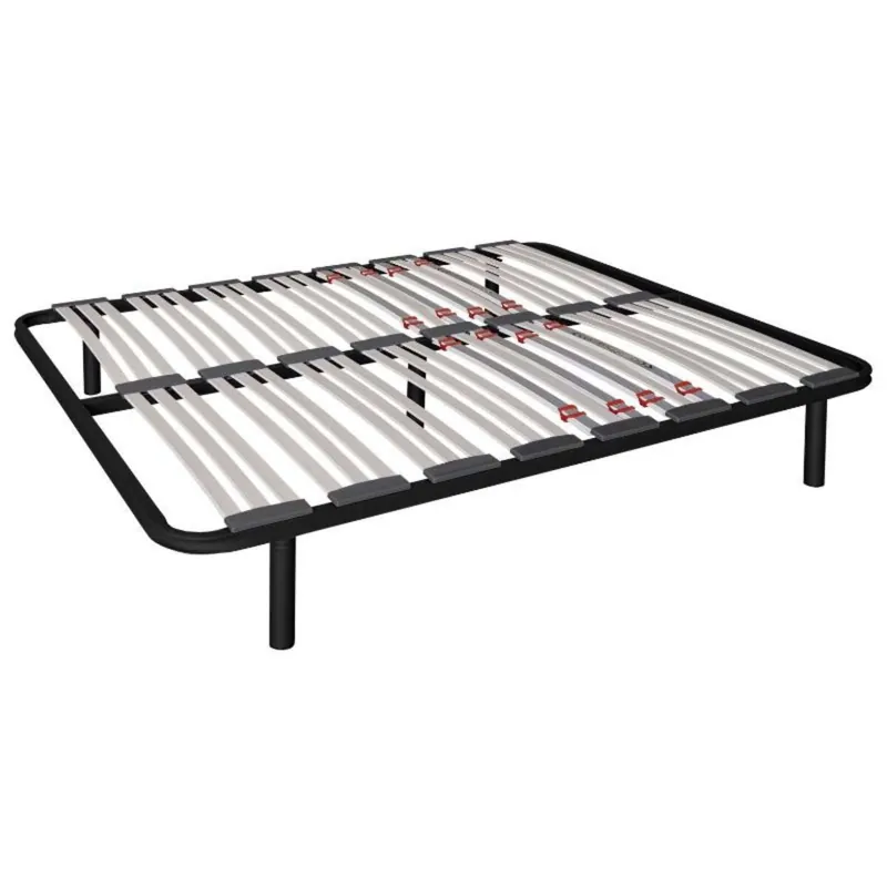 Somier 160x190 cm multiláminas con 7 Patas, con Reguladores Lumbares, Firmeza Adaptable, Tubo 40x30 mm y Laminas de Haya Natural - Descanso