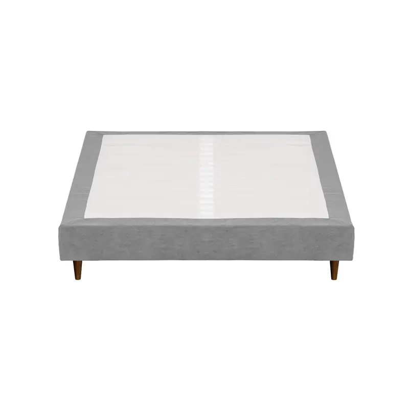 Somier Tapizado BUDWING Levi Gris c/ Patas de Madera (140x190 cm) - Descanso