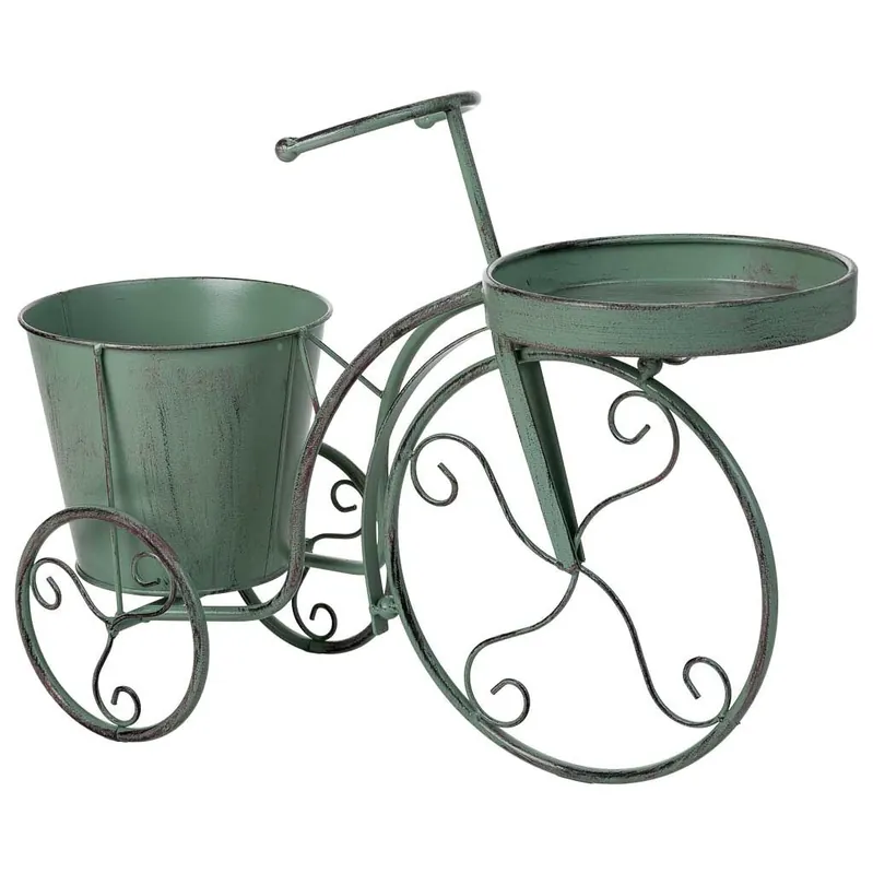 Soporte macetero verde de medidas: 47x19x35h cm. - Decoración